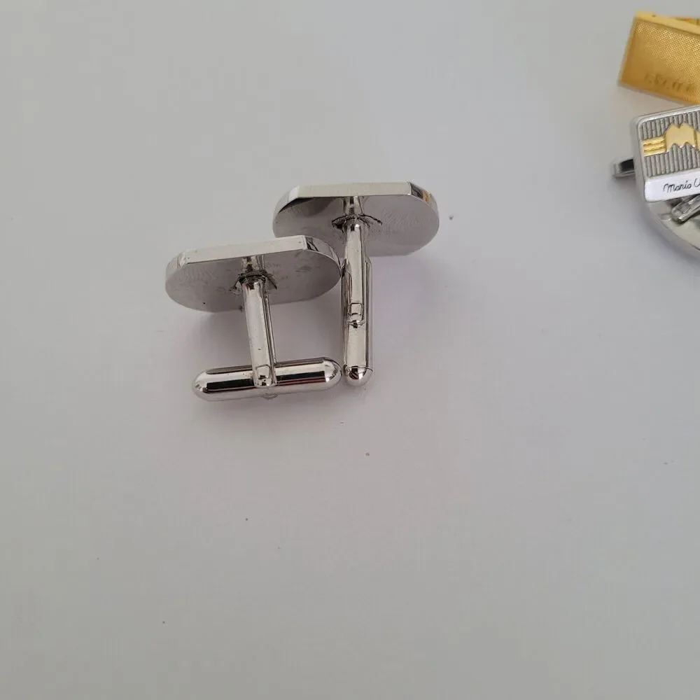 Pierre‎ Cardin Rykiel Valentino Gold Silver Black Tone Logo Cufflinks Lot Of 3